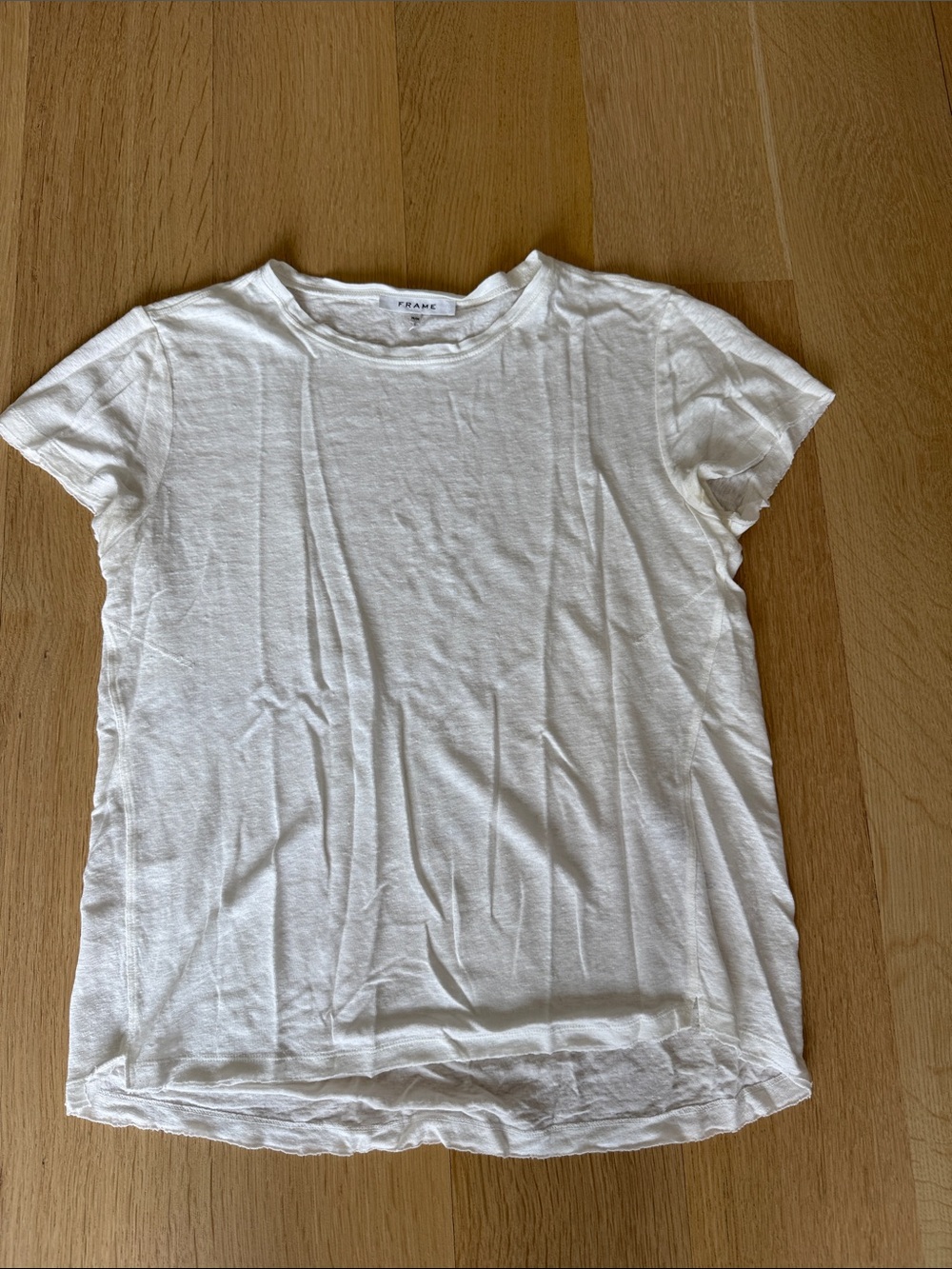 Frame Denim White Short Sleeve Crewneck Tee